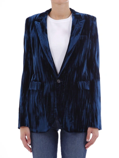 Shop Saint Laurent Blue Velvet Jacket