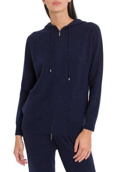 Shop Max Mara Canapa Cashmere Hoodie With Full Lenght Zip In Blu