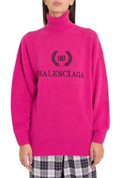 Shop Balenciaga Polo Neck Sweater In Rosa