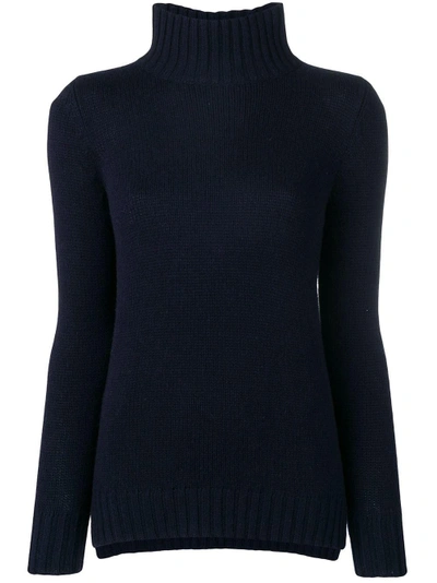Shop Aragona Cashmere Ribbed Turtleneck Sweater In Blue