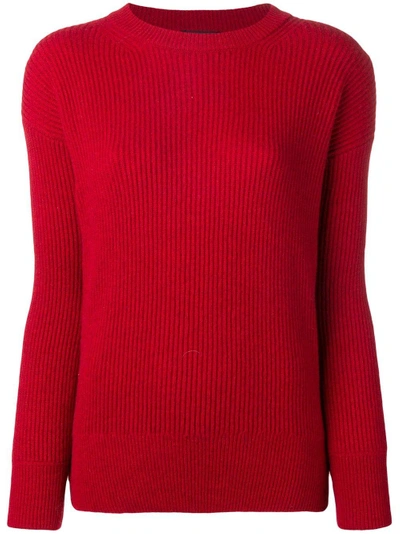 Shop Aragona Cashmere Rib Knit Sweater In Red