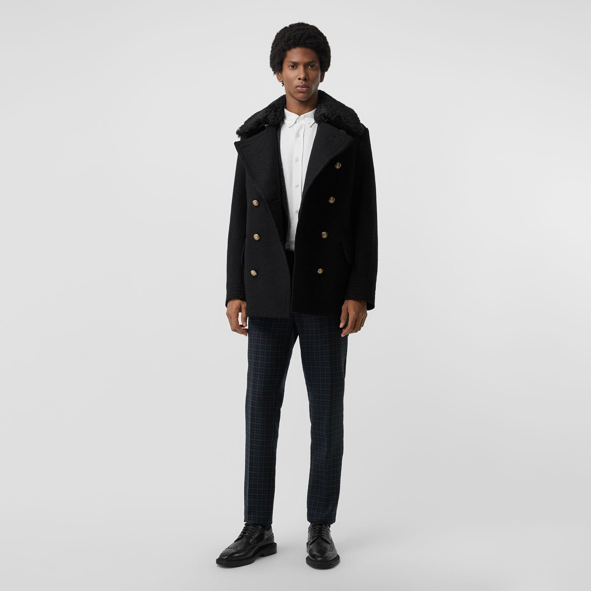 burberry shearling pea coat