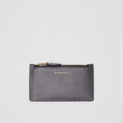 Shop Burberry Two-tone Leather Card Case In Charcoal Grey