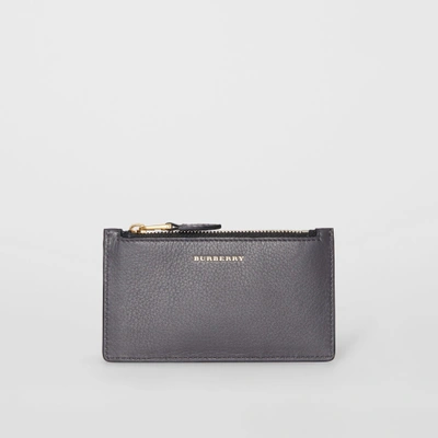 Shop Burberry Two-tone Leather Card Case In Charcoal Grey