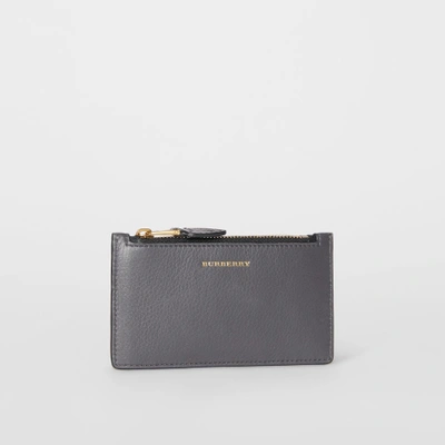 Shop Burberry Two-tone Leather Card Case In Charcoal Grey