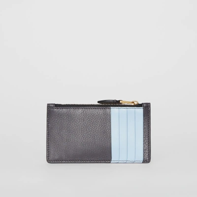 Shop Burberry Two-tone Leather Card Case In Charcoal Grey