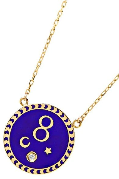 Shop Foundrae Karma 18-karat Gold, Diamond And Enamel Necklace