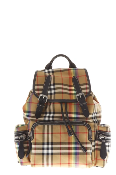 Shop Burberry Multicolor Checked Backpack