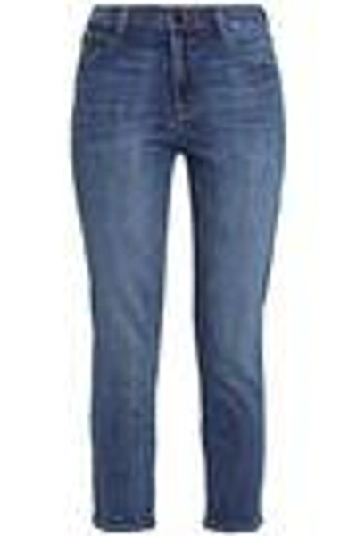 Shop J Brand Cropped High-rise Slim-leg Jeans In Mid Denim