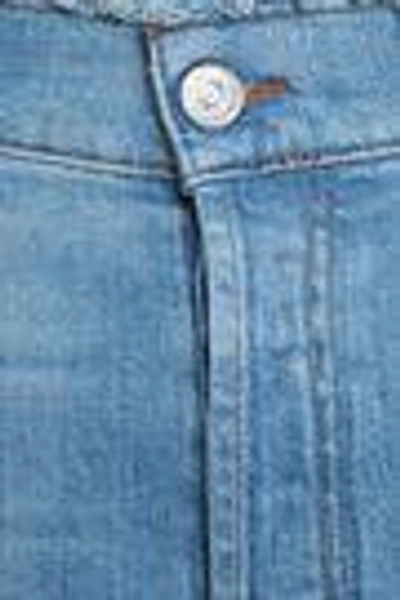 Shop 7 For All Mankind Woman Frayed Faded Boyfriend Jeans Mid Denim