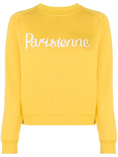 Shop Maison Kitsuné Parisienne Sweatshirt - Yellow