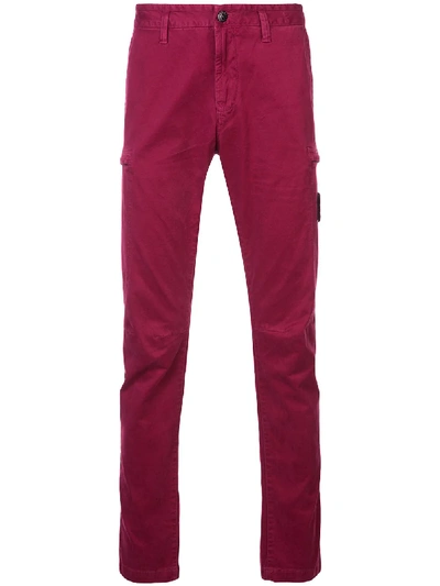 Shop Stone Island Cargo Trousers In Red