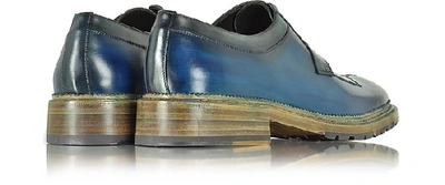 Shop Gucci Shoes Italian Handcrafted Blue And Gray Washed Leather Derby Shoe