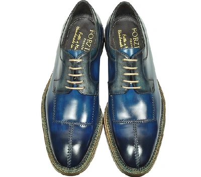 Shop Gucci Shoes Italian Handcrafted Blue And Gray Washed Leather Derby Shoe