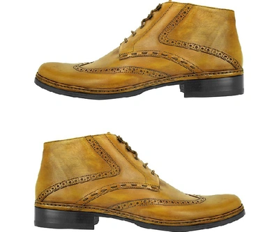 Shop Gucci Shoes Yellow  Handmade Italian Leather Wingtip Ankle Boots