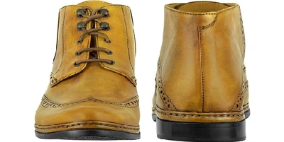 Shop Gucci Shoes Yellow  Handmade Italian Leather Wingtip Ankle Boots