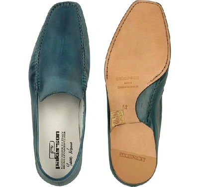 Shop Gucci Shoes Sky Blue Italian Handmade Leather Loafer Shoes In Blue,green