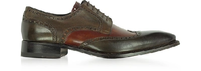 Shop Gucci Shoes Two-tone Italian Handcrafted Leather Wingtip Oxford Shoes In Brown