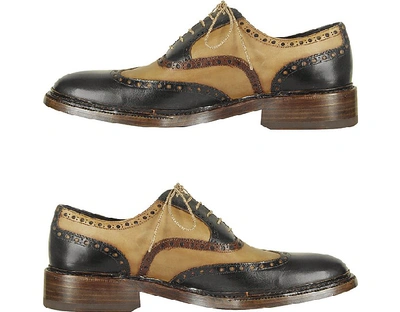 Shop Gucci Shoes Italian Handcrafted Two-tone Wingtip Oxford Shoes In Black