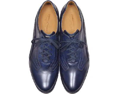 Shop Gucci Shoes Blue Italian Handmade Leather Lace-up Shoes