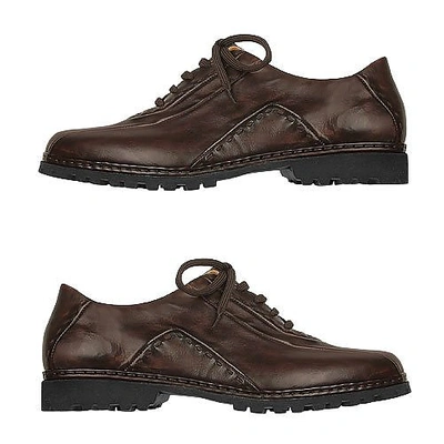 Shop Gucci Shoes Cocoa Italian Hand Made Leather Lace-up Shoes In Dark Brown