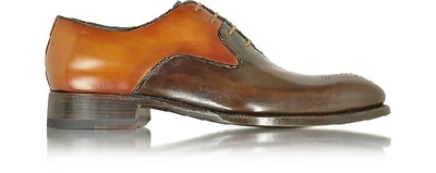 Shop Gucci Shoes Two-tone Italian Handcrafted Leather Oxford Shoe In Dark Brown