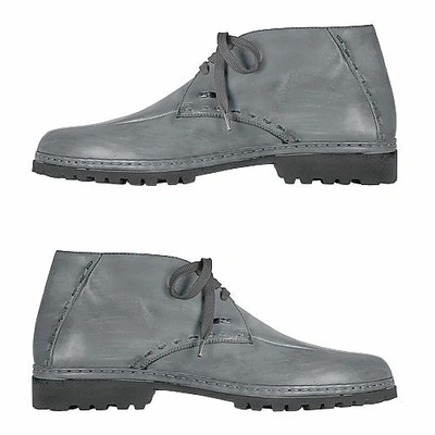 Shop Gucci Shoes Smoke Handmade Italian Leather Ankle Boots In Gray