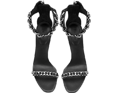 Shop Balmain Shoes Black Leather Duo Chain Sandals