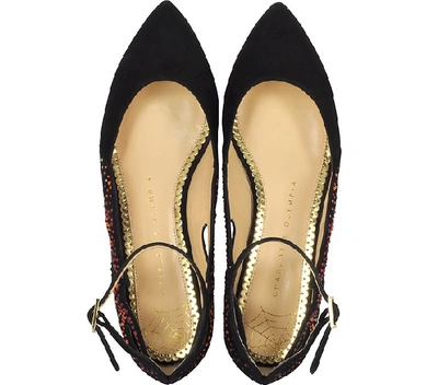 Shop Charlotte Olympia Shoes Feelin' Hot Hot Hot! Black Suede Ballerinas