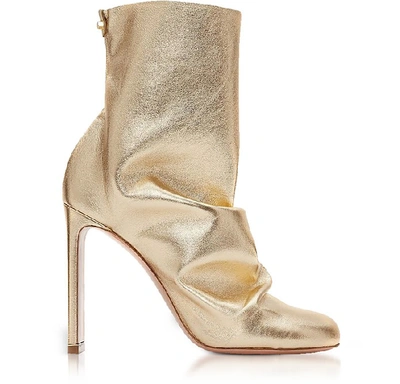 Shop Nicholas Kirkwood Shoes Light Gold Metallic Nappa 105mm D'arcy Ankle Boots