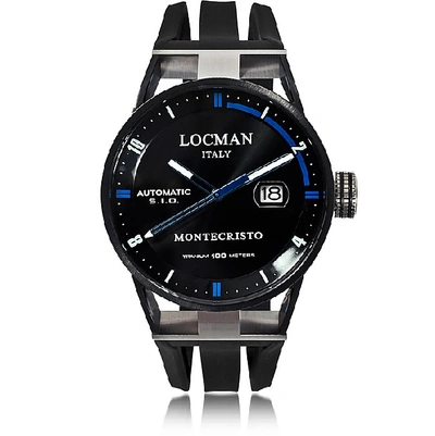 Shop Locman Designer Men's Watches Montecristo Black Pvd Stainless Steel & Titanium Automatic Men's Watch In Noir