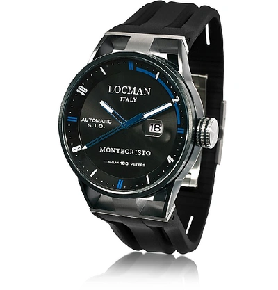 Shop Locman Designer Men's Watches Montecristo Black Pvd Stainless Steel & Titanium Automatic Men's Watch In Noir