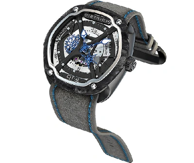 Shop Dietrich Designer Fine Watches Ot-4 316l Steel And Forged Carbon Men's Watch W/blue Luminova And Gray Suede S In Gris