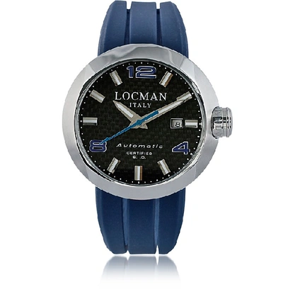 Shop Locman Designer Men's Watches Change Stainless Steel Round Case Automatic Men's Watch W/ Silicone & Leather In Bleu