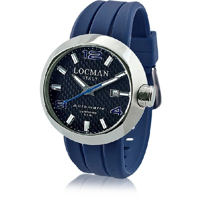 Shop Locman Designer Men's Watches Change Stainless Steel Round Case Automatic Men's Watch W/ Silicone & Leather In Bleu