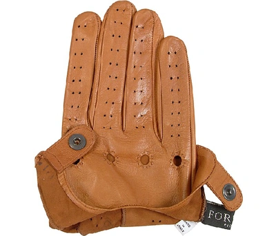 Shop Gucci Designer Men's Gloves Men's Tan Italian Leather Driving Gloves In Marron
