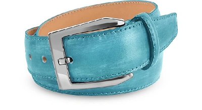 Shop Gucci Men's Belts Men's Sky Blue Hand Painted Italian Leather Belt