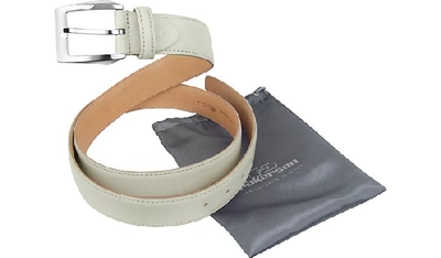 Shop Gucci Designer Men's Belts Men's White Hand Painted Italian Leather Belt In Blanc