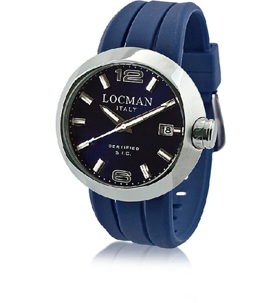 Shop Locman Designer Men's Watches One Stainless Steel Chronograph Men's Watch W/leather And Silicone Band Set In Bleu