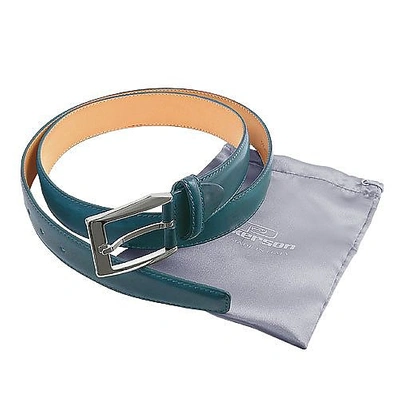Shop Gucci Men's Belts Men's Petrol Blue Hand Painted Italian Leather Belt