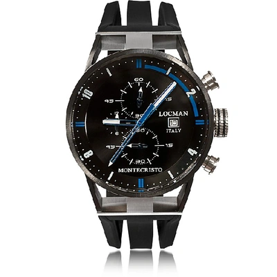 Shop Locman Designer Men's Watches Montecristo Stainless Steel & Titanium Men's Chronograph Watch In Noir