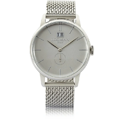 Shop Locman Designer Men's Watches 1960 Silver Stainless Steel Men's Watch In Argenté