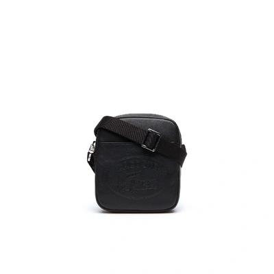 Shop Lacoste Men's L.12.12 Casual Embossed Lettering Vertical Leather Bag In Black