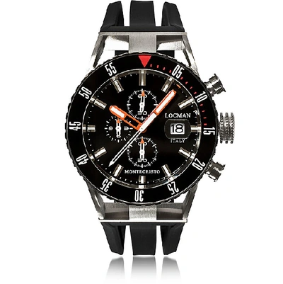 Shop Locman Designer Men's Watches Montecristo Black Pvd Stainless Steel & Titanium Chronograph Men's Watch In Noir
