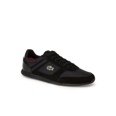 Shop Lacoste Men's Menerva Sport Suede Trainers In Black/red