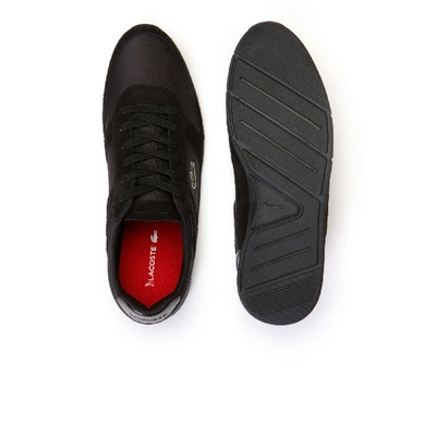 Shop Lacoste Men's Menerva Sport Suede Trainers In Black/red