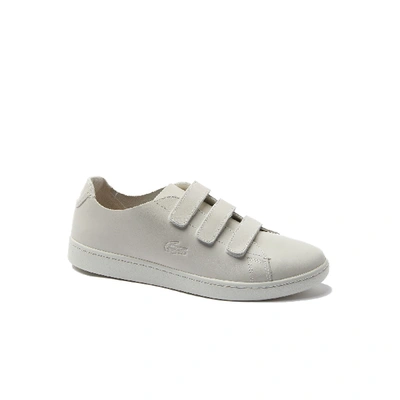 Shop Lacoste Men's Carnaby Strap Leather Sneakers In Off White/off White