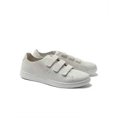 Shop Lacoste Men's Carnaby Strap Leather Sneakers In Off White/off White