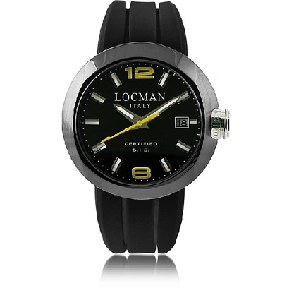 Shop Locman Designer Men's Watches One Black Pvd Stainless Steel Chronograph Men's Watch W/leather And Silicone  In Noir