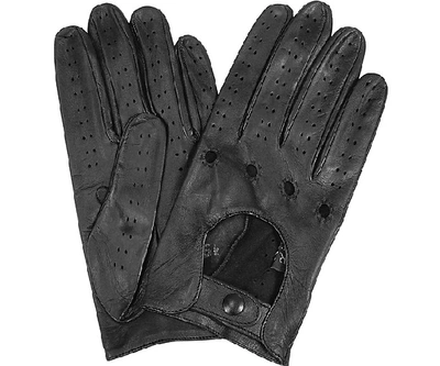 Shop Gucci Designer Men's Gloves Men's Black Italian Leather Driving Gloves In Noir